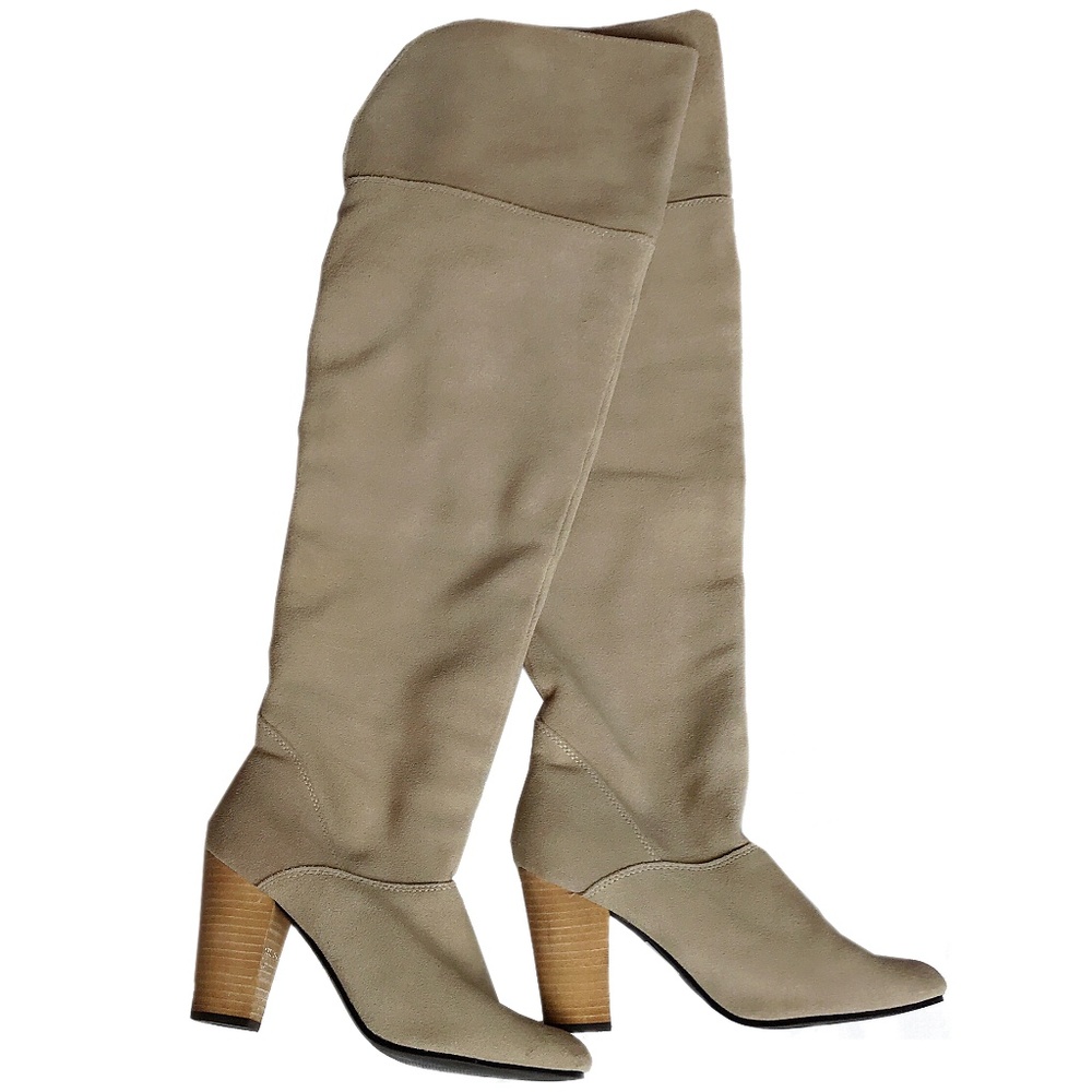 Seychelles Over the Knee Slouchy Suede Boots Beige
